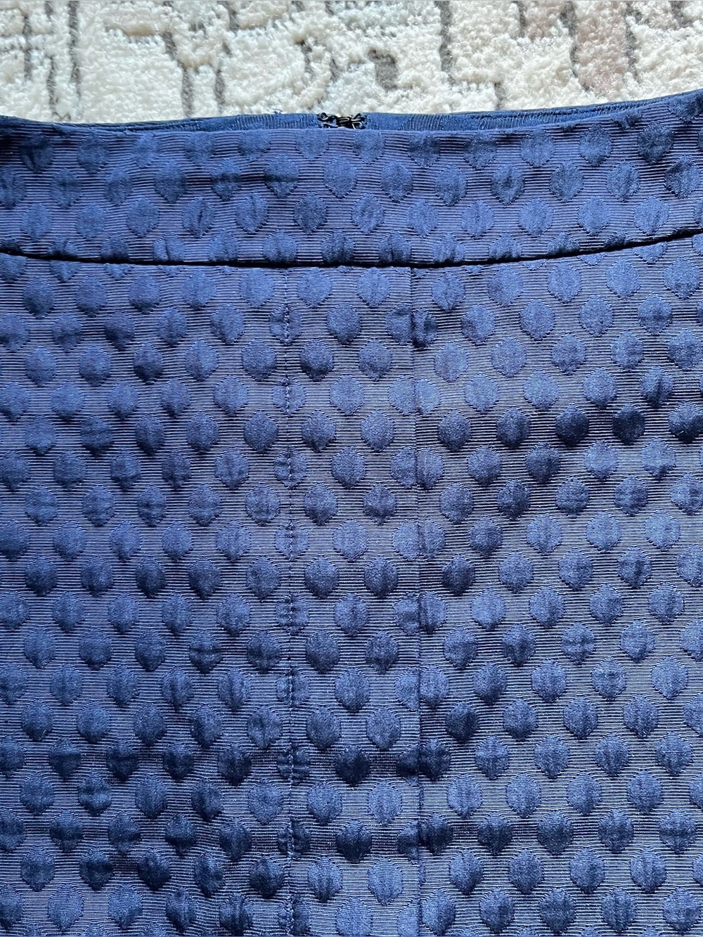 Talbots Quilted Dot Pattern Navy Blue Pencil Skirt Size 2 Petite - Picture 3 of 10